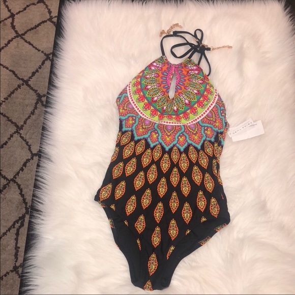 Trina Turk Moroccan Medallion High Neck One-Piece - Picture 8 of 8